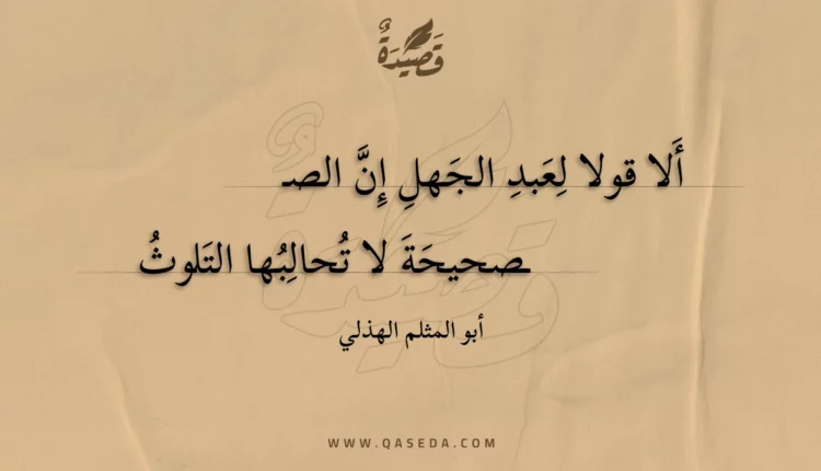 قصيدة ألا قولا لعبد الجهل إن الصصحيحة