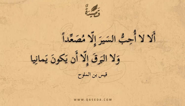 قصيدة ألا لا أحب السير إلا مصعدا