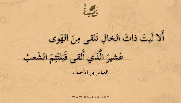 قصيدة ألا ليت ذات الخال تلقى من الهوى