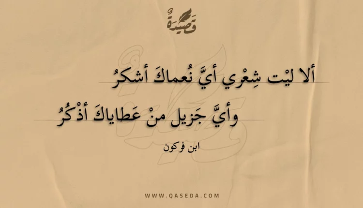 قصيدة ألا ليت شعري أي نعماك أشكر