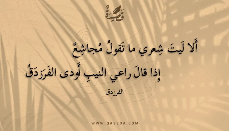 قصيدة ألا ليت شعري ما تقول مجاشع