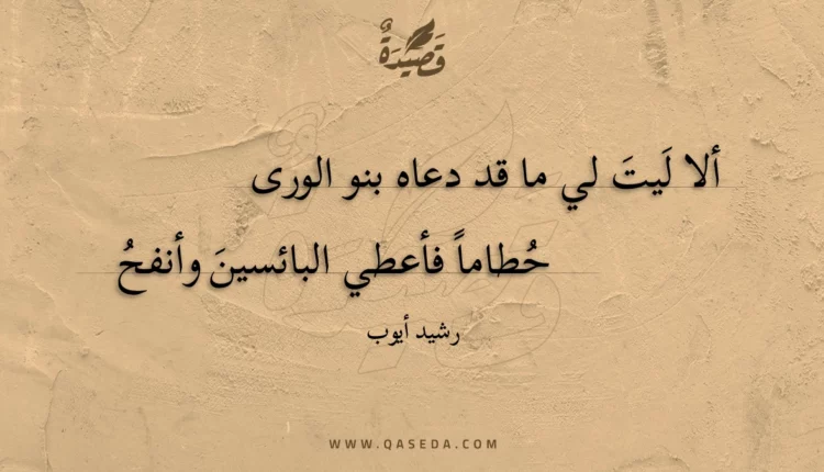 قصيدة ألا ليت لي ما قد دعاه بنو الورى
