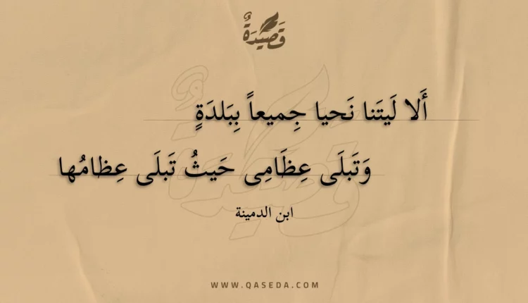 قصيدة ألا ليتنا نحيا جميعا ببلدة