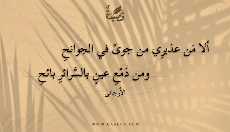 قصيدة ألا من عذيري من جوى في الجوانح
