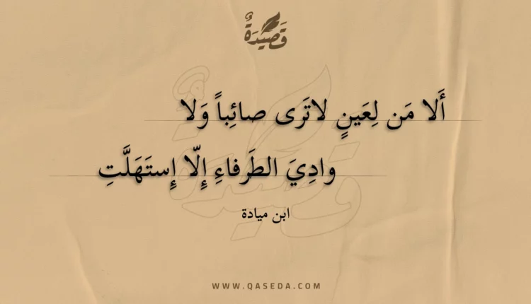 قصيدة ألا من لعين لاترى صائبا ولا