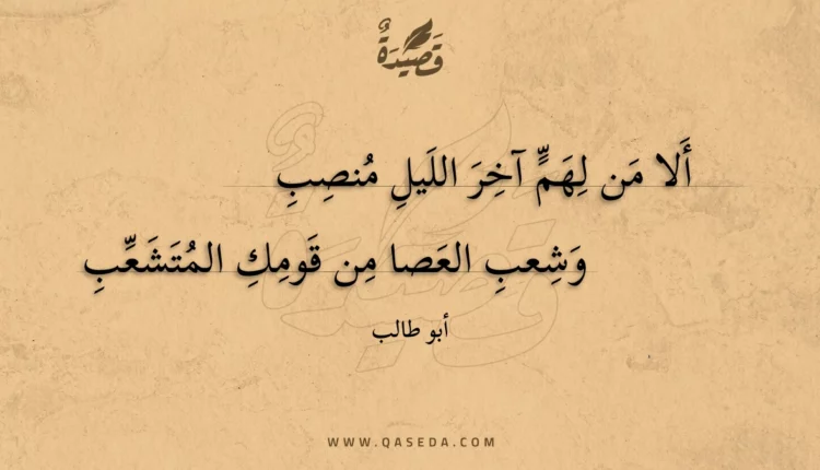 قصيدة ألا من لهم آخر الليل منصب