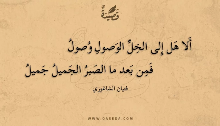 قصيدة ألا هل إلى الخل الوصول وصول