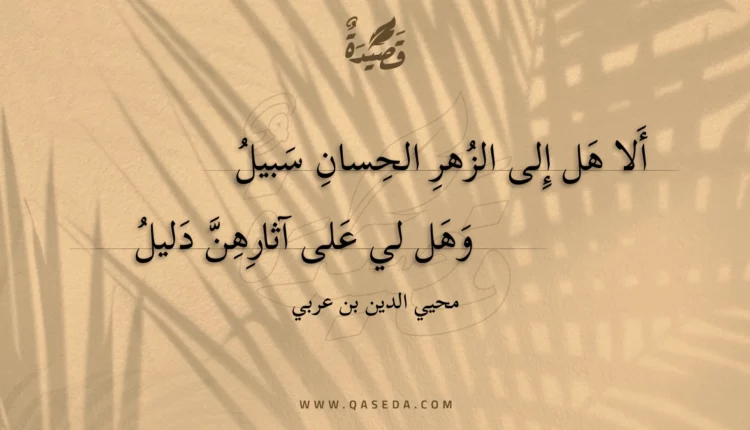قصيدة ألا هل إلى الزهر الحسان سبيل