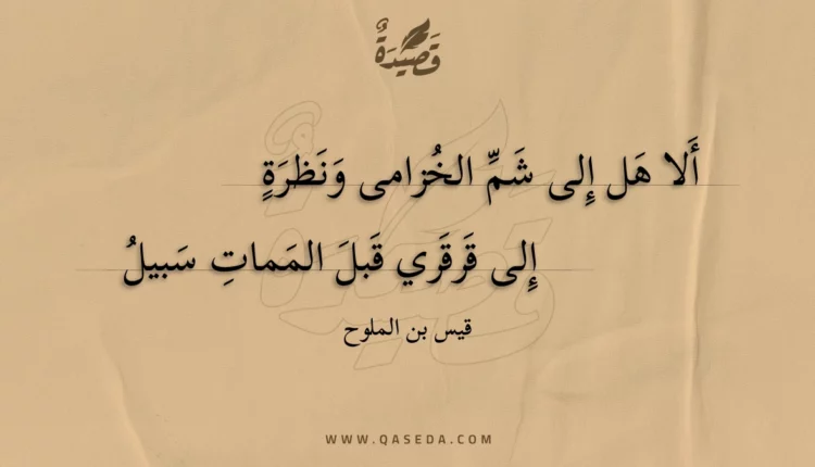 قصيدة ألا هل إلى شم الخزامى ونظرة