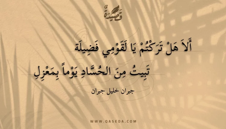 قصيدة ألا هل تركتم يا لقومي فضيلة