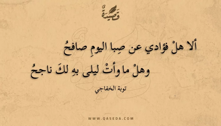 قصيدة ألا هل فؤادي عن صبا اليوم صافح