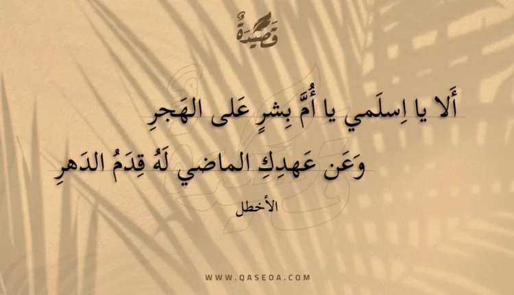 قصيدة ألا يا اسلمي يا أم بشر على الهجر