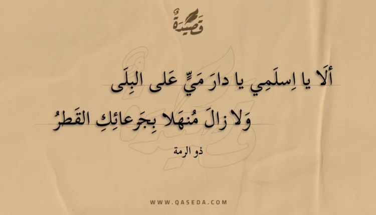 قصيدة ألا يا اسلمي يا دار مي على البلي