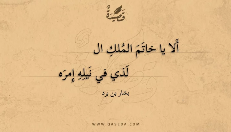 قصيدة ألا يا خاتم الملك الذي
