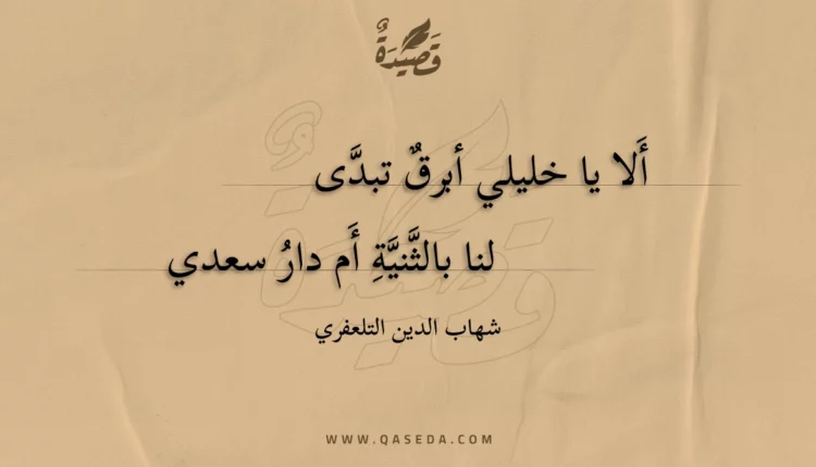 قصيدة ألا يا خليلي أبرق تبدى