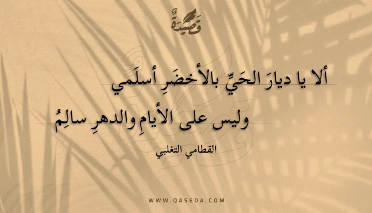 قصيدة ألا يا ديار الحي بالأخضر أسلمي