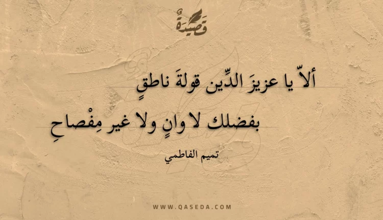 قصيدة ألا يا عزيز الدين قولة ناطق