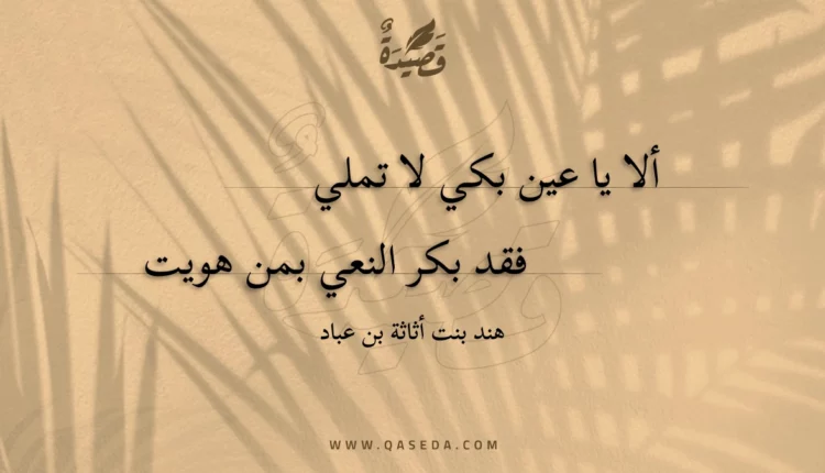 قصيدة ألا يا عين بكي لا تملي