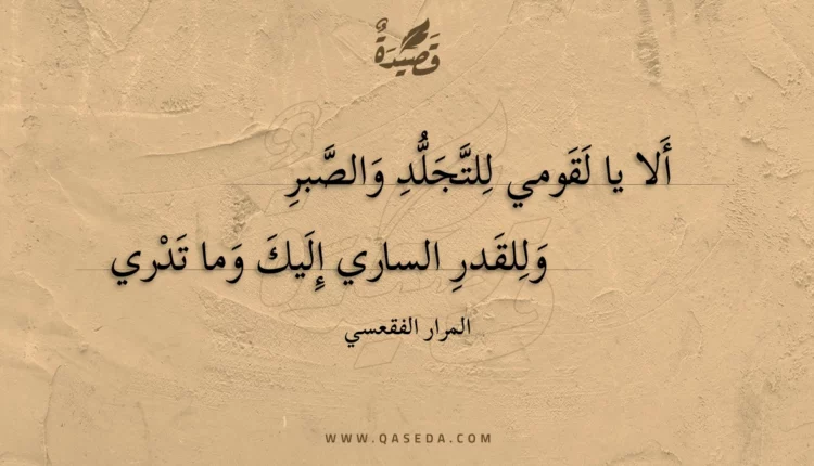 قصيدة ألا يا لقومي للتجلد والصبر