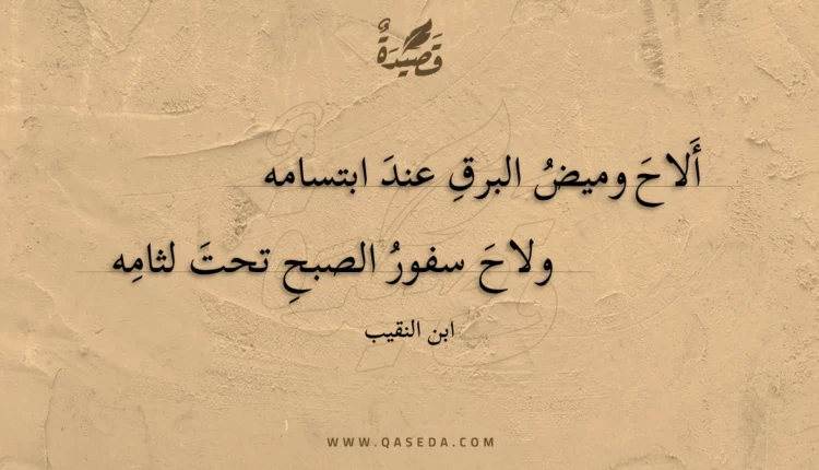 قصيدة ألاح وميض البرق عند ابتسامه