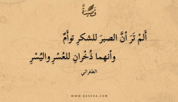 قصيدة ألم تر أن الصبر للشكر توأم