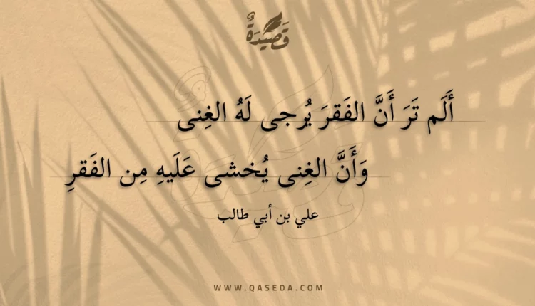 قصيدة ألم تر أن الفقر يرجى له الغنى