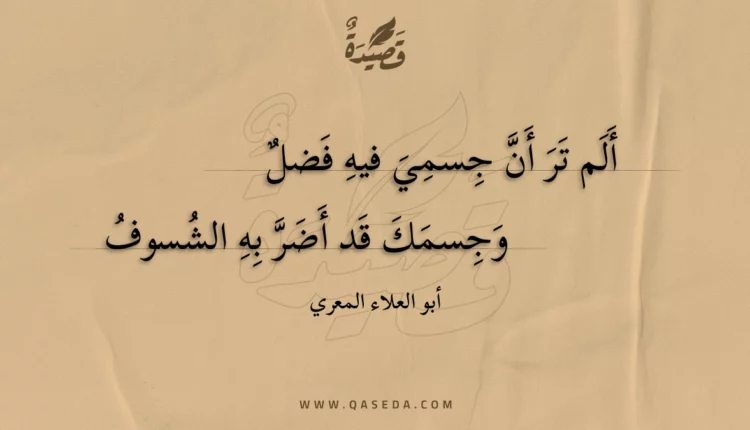 قصيدة ألم تر أن جسمي فيه فضل