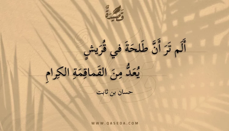 قصيدة ألم تر أن طلحة في قريش