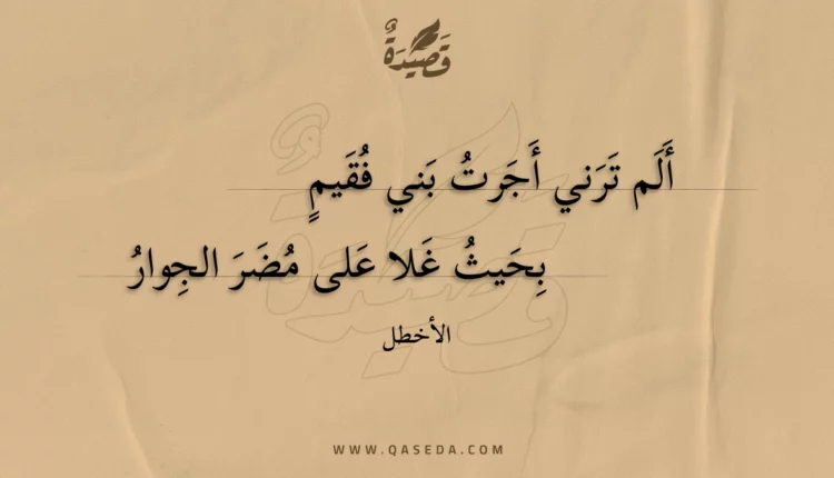 قصيدة ألم ترني أجرت بني فقيم