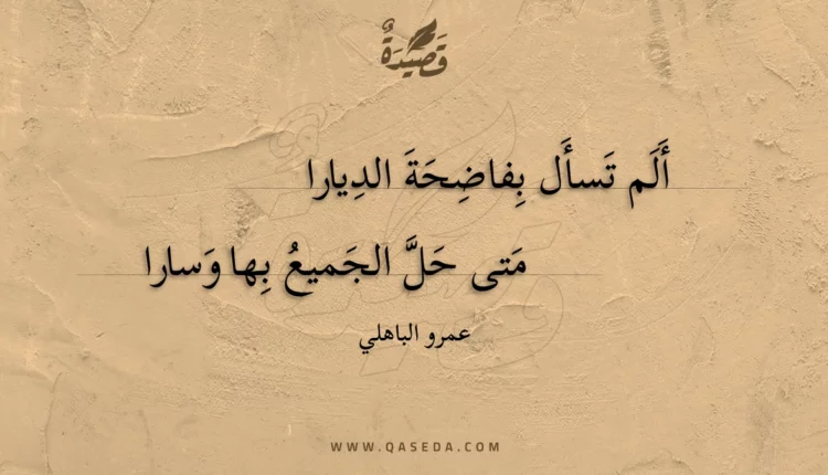 قصيدة ألم تسأل بفاضحة الديارا