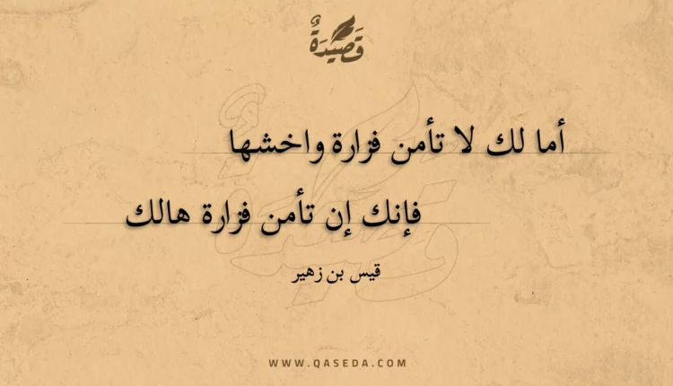 قصيدة أما لك لا تأمن فزارة واخشها