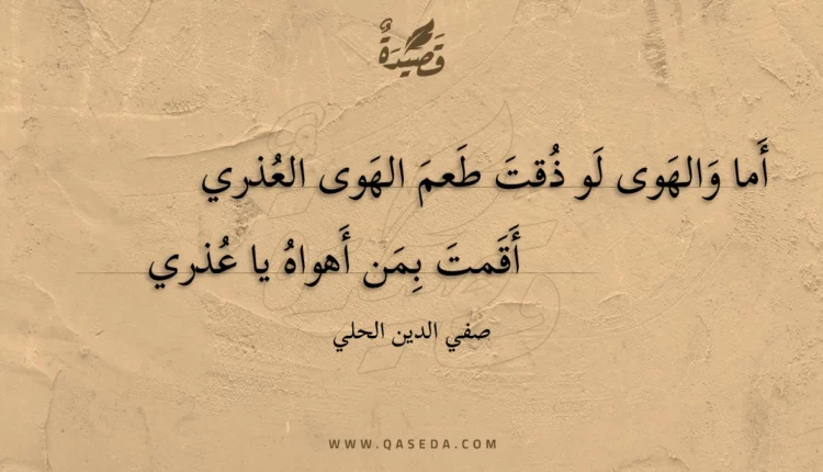 قصيدة أما والهوى لو ذقت طعم الهوى العذري