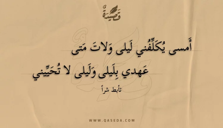 قصيدة أمسى يكلفني ليلى ولات متى