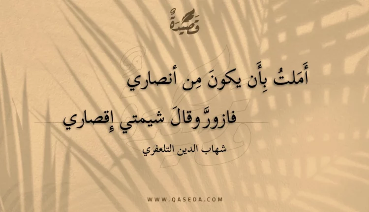 قصيدة أملت بأن يكون من أنصاري
