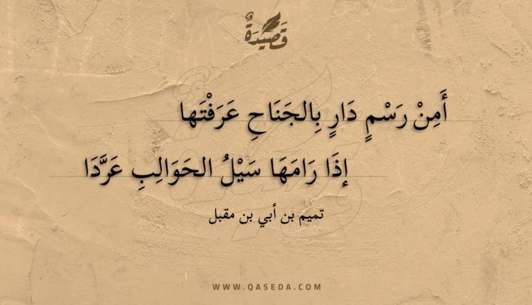 قصيدة أمن رسم دار بالجناح عرفتها