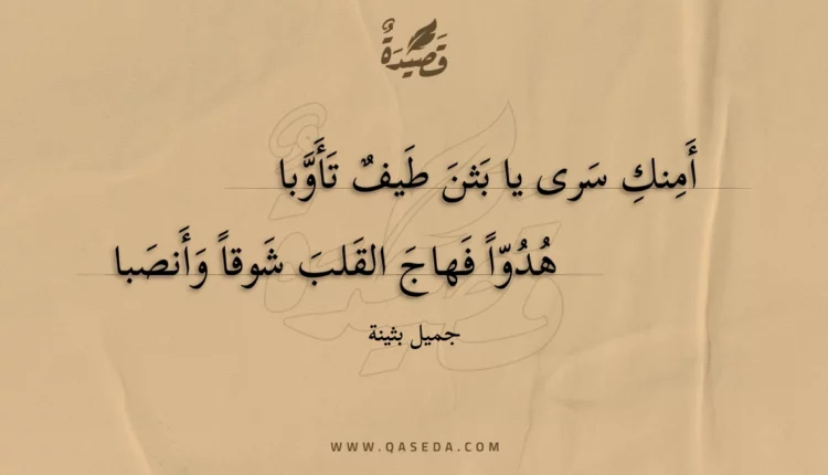 قصيدة أمنك سرى يا بثن طيف تأوبا