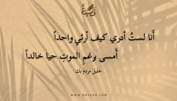 قصيدة أنا لست أدري كيف أرثي واحدا
