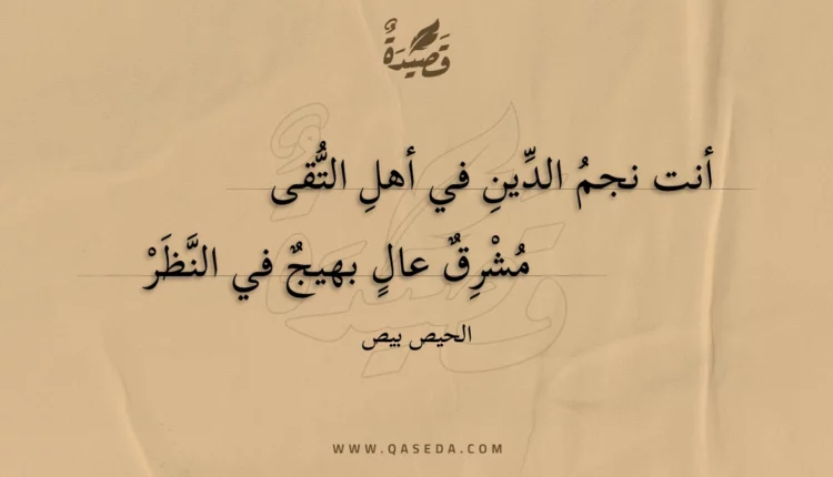 قصيدة أنت نجم الدين في أهل التقى