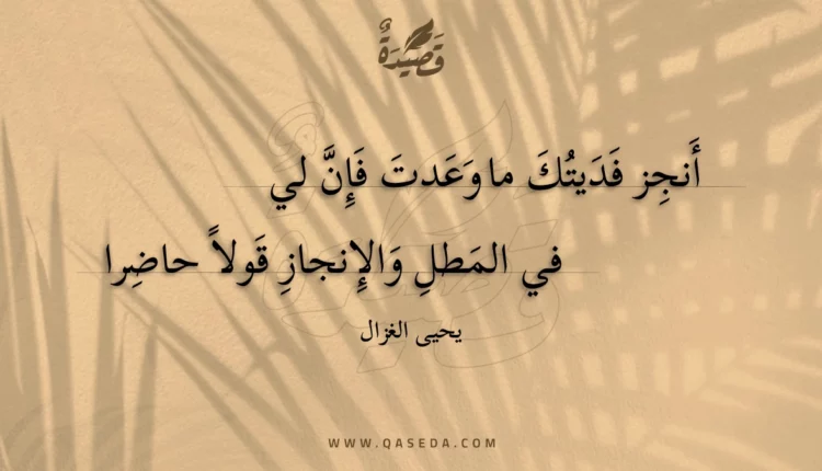 قصيدة أنجز فديتك ما وعدت فإن لي