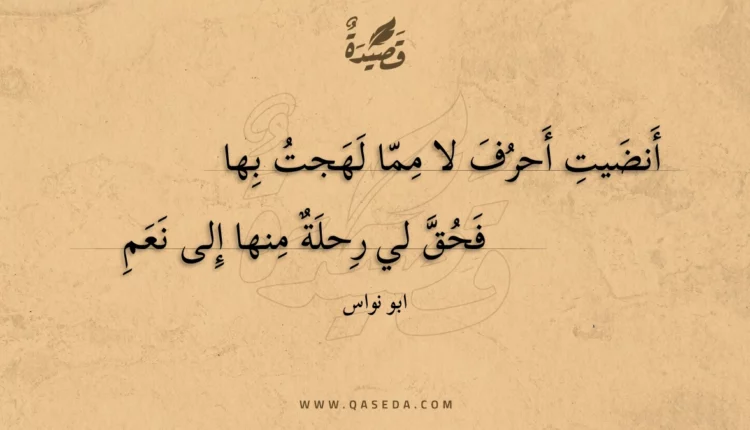 قصيدة أنضيت أحرف لا مما لهجت بها