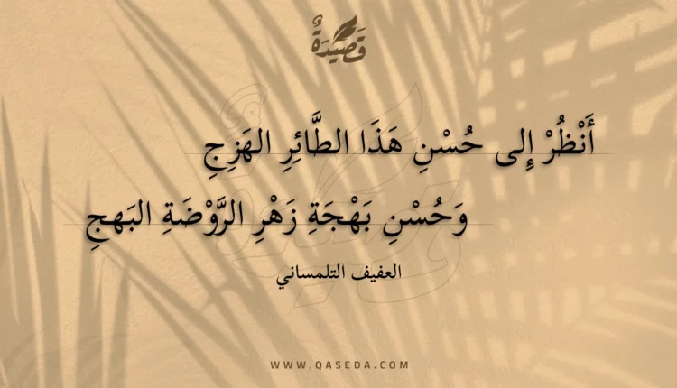 قصيدة أنظر إلى حسن هذا الطائر الهزج