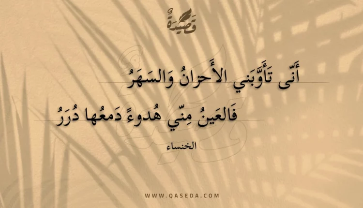 قصيدة أنى تأوبني الأحزان والسهر