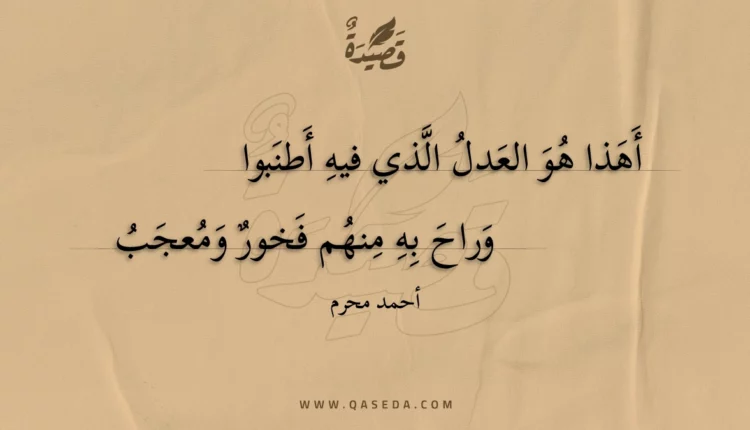 قصيدة أهذا هو العدل الذي فيه أطنبوا