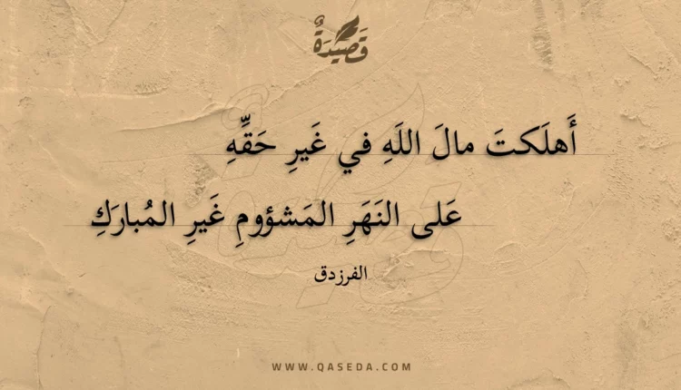 قصيدة أهلكت مال الله في غير حقه