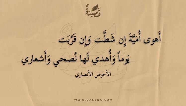 قصيدة أهوى أمية إن شطت وإن قربت