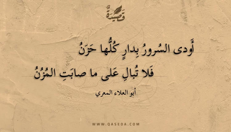 قصيدة أودى السرور بدار كلها حزن