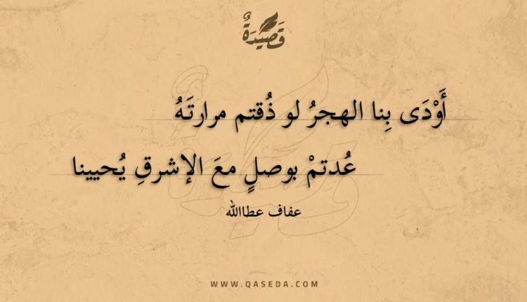قصيدة أودى بنا الهجر لو ذقتم مرارته