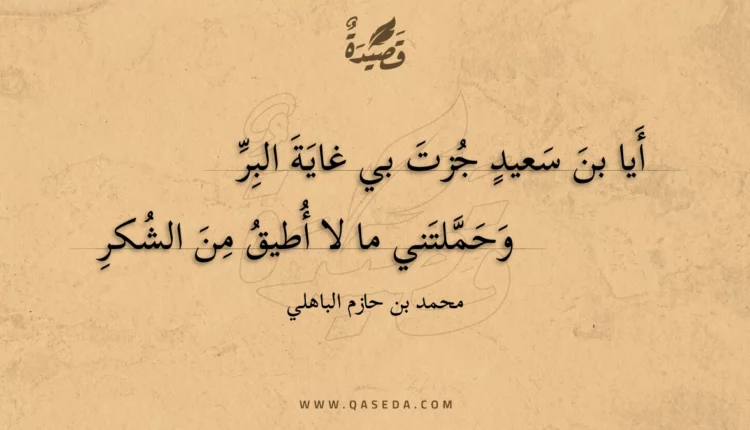قصيدة أيا بن سعيد جزت بي غاية البر