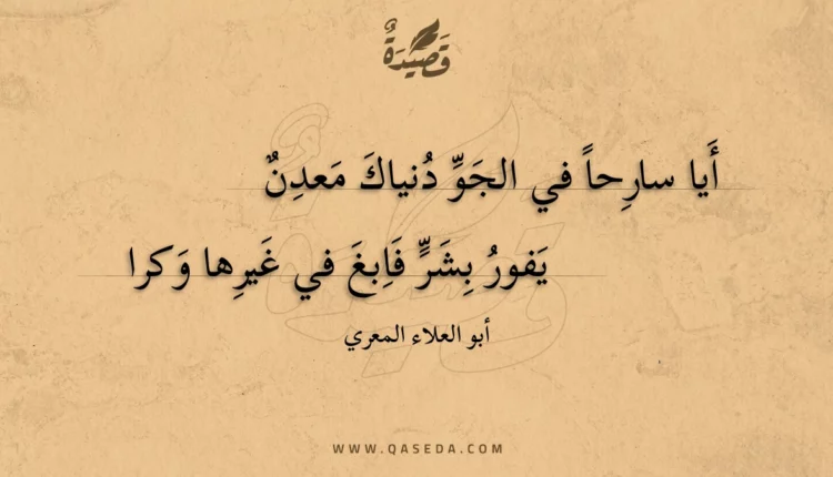 قصيدة أيا سارحا في الجو دنياك معدن