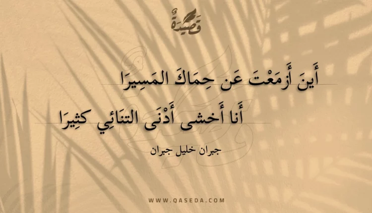 قصيدة أين أزمعت عن حماك المسيرا